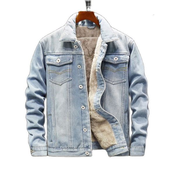 

men's jackets winter s denim fashion fleece thick warm jeans jacket casual slim outwear windbreaker cowboy coats 6xl 221124, Black;brown