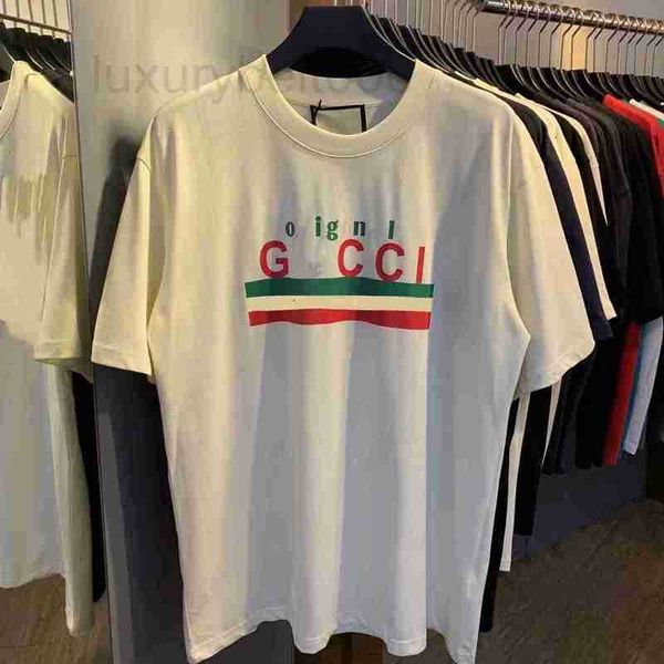 

women's t-shirt designer high end version of fashion brand gu cotton t-shirt men women classic front back print sports round neck loose, White