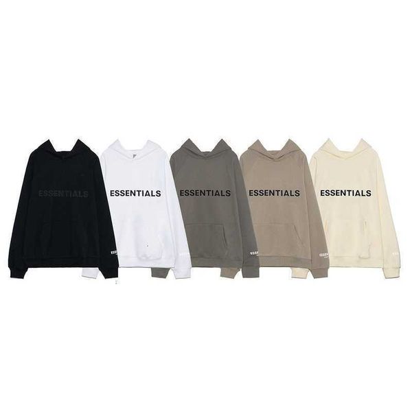 

hoodies hweatshirts chaopai fog double line essentials three dimensional glued letter plush casual hoodie, Black