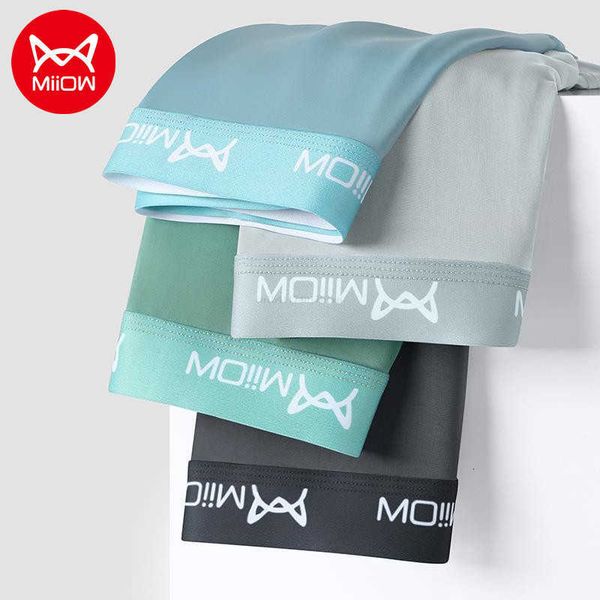 

men's cotton underwear miiow breathable thin boxing shorts graphene ice silk fresh summer clothes 4 pieces, Black;white