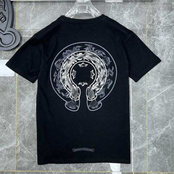 

classic luxury men's t shirt ch brand tees men women sanskrit letter short sleeve horseshoe couple t-shirts designer polos tshirts cro, White;black