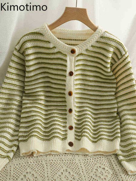 

women's sweaters kimotimo striped knitted vest women 2022 autumn round neck long sleeve sweater korean chic casual single breasted vest, White;black