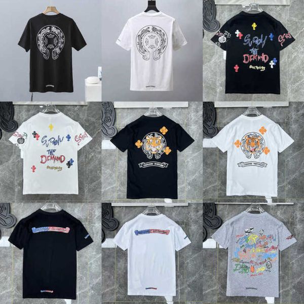 

designer men's t-shirts luxury men's fashion t shirt ch brand tees men women sanskrit letter couple t-shirt sweatshirt horseshoe, White;black
