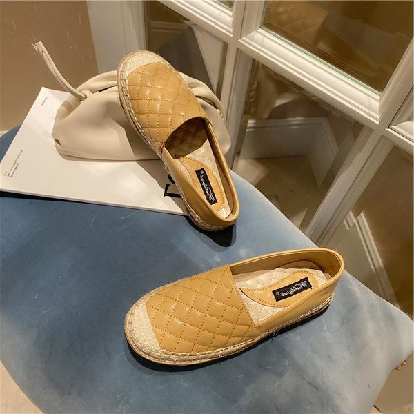 

europe plaid pattern espadrilles flat heel loafers women convenient travel shoes casual straw bottom shoes new color choice z326 avogx, Black