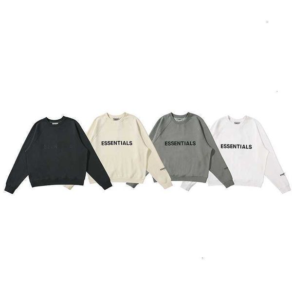 

hoodies hweatshirts autumn and winter fog double thread glued letter round neck long sleeve sweater men's high street loose trend pullo, Black