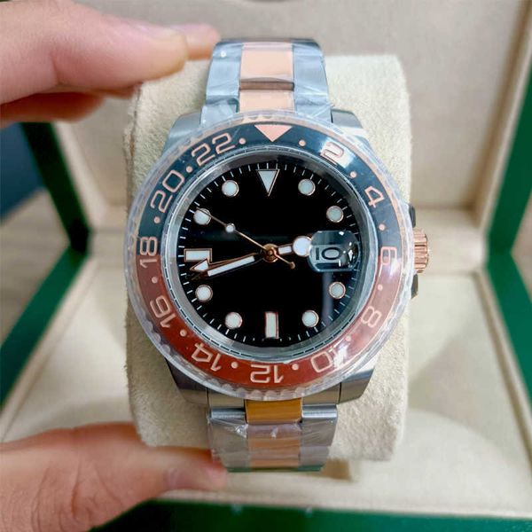 

watches montre de luxe watch gmt wristes 40mm automatic mechanical ceramic clock dial stainless steel strap folding buckle classic, Silver