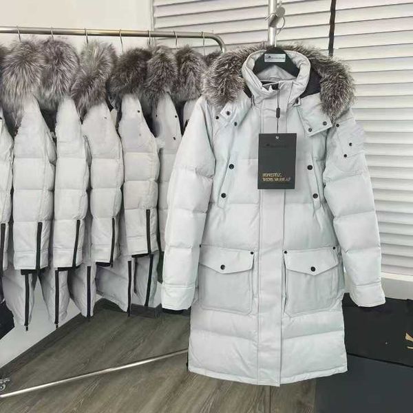 

2022 new down jacket queb big goose medium long scissors silver civet fur outdoor ski suit for male and female lovers, Black