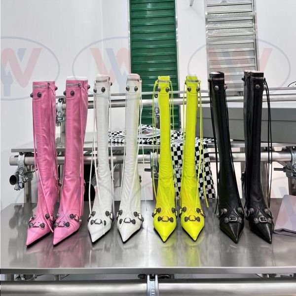 

2022 new metal nail motorcycle boots rivet boot prong side zipper the year's most beautiful pop style all 4 color release trend fa hpjg, Black