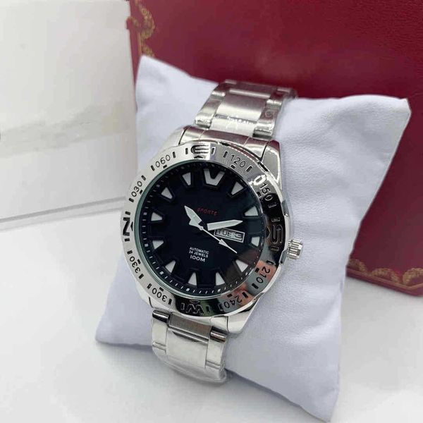 

other watches luxury designer classic three-pin high series wrist watch men's quartz big brand steel strap, Slivery;black