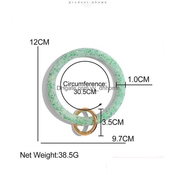 

keychains lanyards 10 colors sile wrist key ring fashion glitter bracelet sports keychain bracelets bangle round rings large o key dhahd, Silver