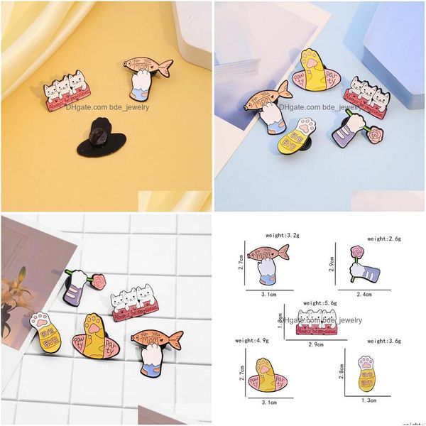 

pins brooches cartoon animal brooches 5pcs set happy cat paw enamel scarf buckle badges flower fish letter alloy pin women jewelry dhxv7, Gray