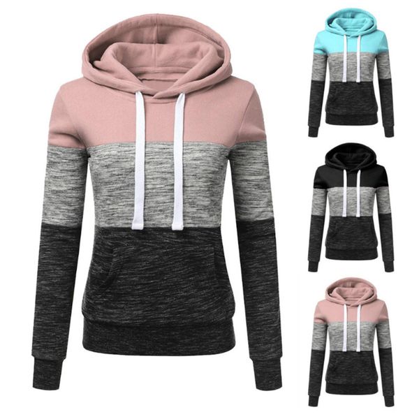 

women's hoodies sweatshirts women autumn winter female pullover fashion color stitching plus size ladies streetwear 221125, Black