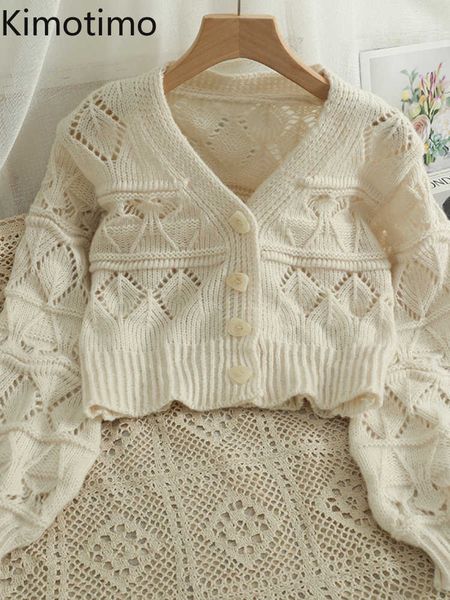 

women's sweaters kimotimo hollow out twist vest women 2022 autumn short neck long sleeve sweaters french chic soft all match sweater ja, White;black