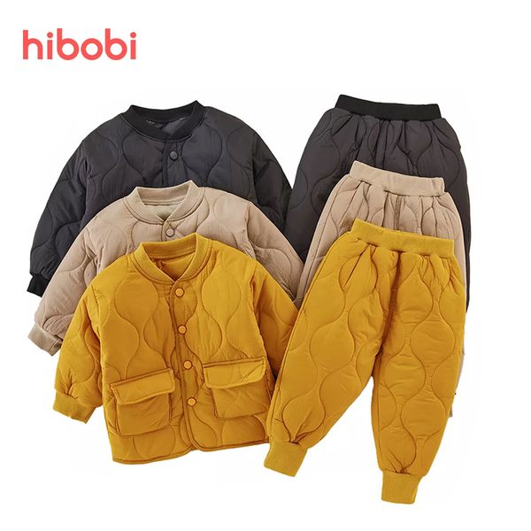 

clothing sets hibobi 2pcs boys girls winter clothes set full sleeve solid color parkas coat pants toddler boy outwear kids warm jackets 2211, White