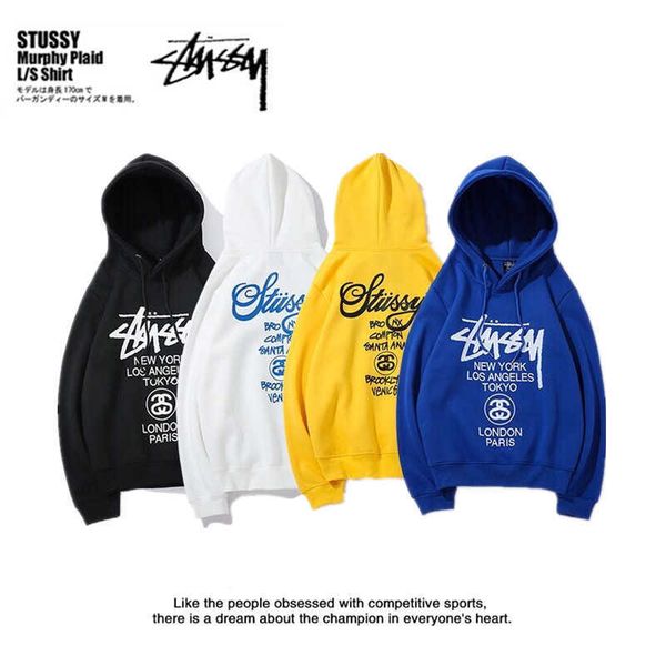 

designer stu hoodie men hoody cotton world cruise classic print plush couple oversize leisure casual embroidery hip hop qo0t oversize wom, Black