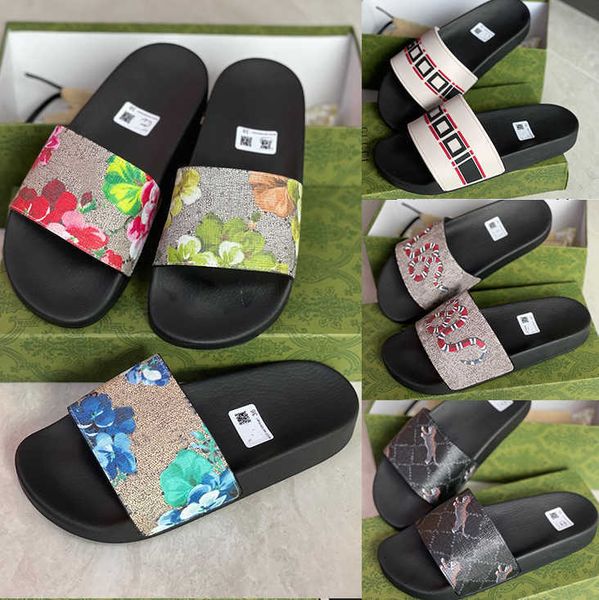 

women slippers slides slipper sandals mens luxurys flats shoes summer designers rubber sandal fashion old flower ladies beach 2021 men, Black