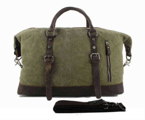 

vintage military canvas leather men travel bags carry on luggage bags men duffel bags travel tote large weekend bag overnight 221128