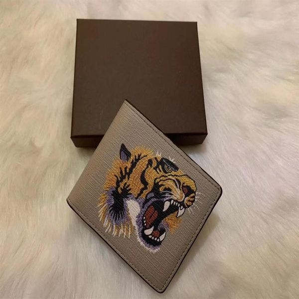

6 colors men animal short wallet leather black snake tiger bee wallets women style purse card holders with gift box2433, Red;black