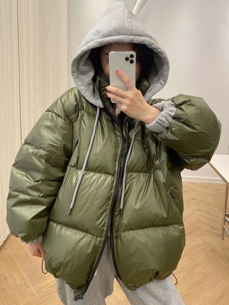 

women's vests winter women loose knitted hooded white duck down jacket casual female zipper thick warm down coat snow outwear 221128, Black;white