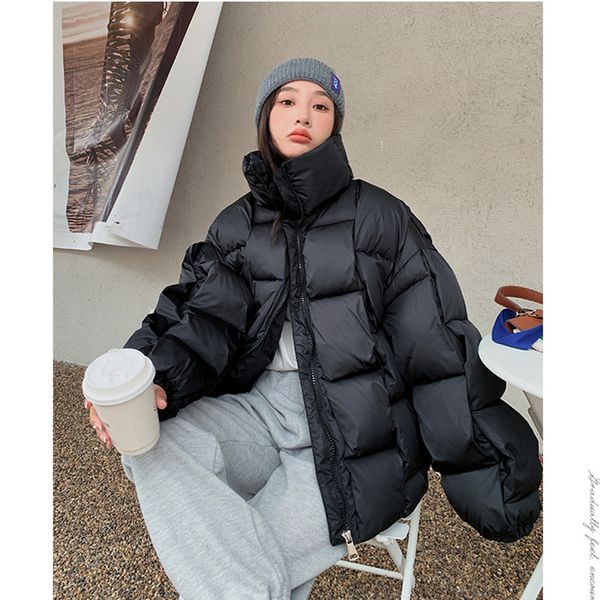 

women's down parkas women black down jacket stand collar duck down cotton warm thicken windproof fashion oversized loose comfortable wi