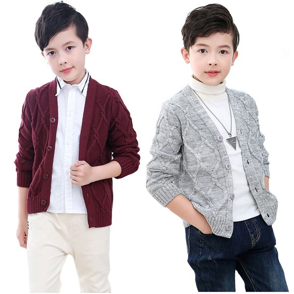 

cardigan s spring autumn boys sweater solid color keep warm knitting jacquard weave v-neck for 2-10 years old kids 221128, Blue