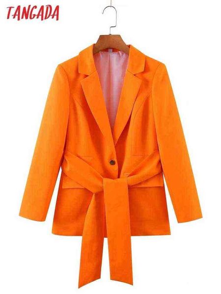 

suit tangada women orange blazer coat with slash notched collar pocket 2022 fas, White;black