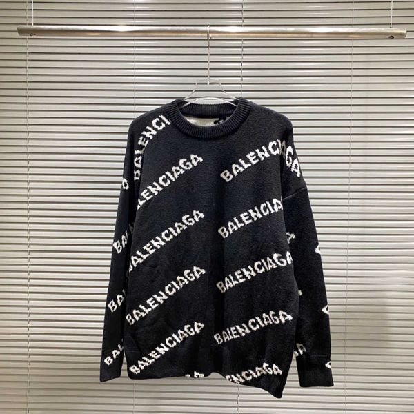 

trendy balencigass classic sweater autumn and winter 2022 fashion br paris br knitted men's women's crew neck letter jacquard casu, White;black