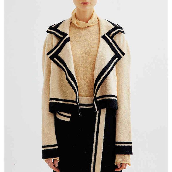 

two piece dress short coat women's lapel cardigan long sleeve diagonal split elastic waist skirt fashion suit r3h5, White