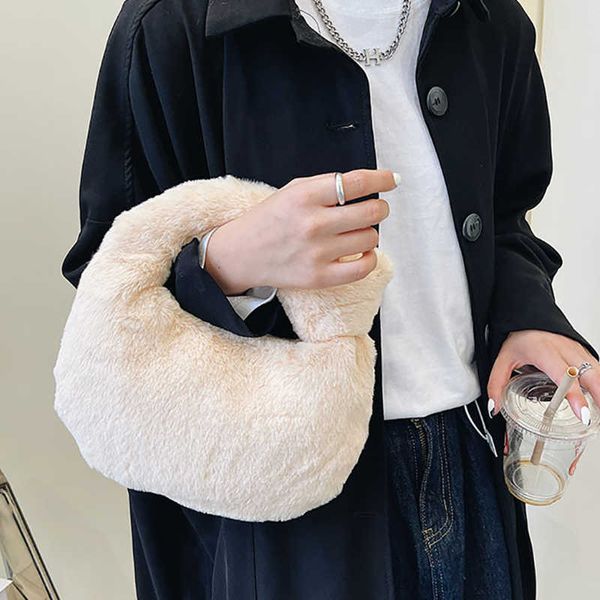 

totes winter plush shopper tote bag for women luxury brand fluffy faux fur bag fashion mink fur handbag designer ladies shoulder bags y2211