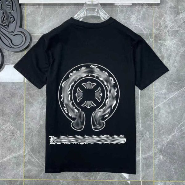 

luxury men's fashion t shirt ch brand tees men women sanskrit letter sweatshirts short sleeve horseshoe couple t-shirt classic cross t, White;black