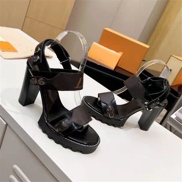 

fashion sandals luxury design louiseity women high heel leather letter logo wedding party casual slippers viutonity 03-016, Black