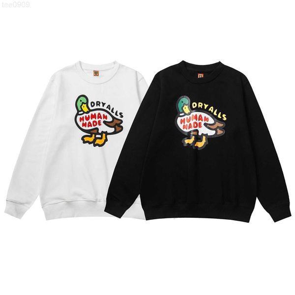 

designer autumn and winter 2022 human make basic back duck round neck plush cotton sweater for hoodie size xl, Black