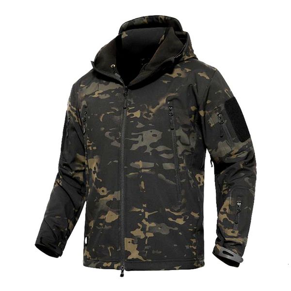 

men's jackets mege shark skin soft shell military tactical jacket men waterproof army fleece clothing multicam camouflage windbreakers, Black;brown