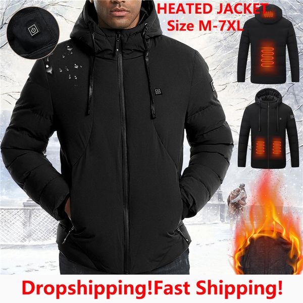 

men's down parkas men whole areas heated jacket usb winter outdoor electric heating jackets warm sports thermal coat clothing heatable, Black