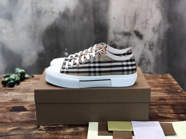 

check cotton sneakers designer print canvas casual shoes vintage men women checks sneaker gabardine shoe printed letters size 35, Black