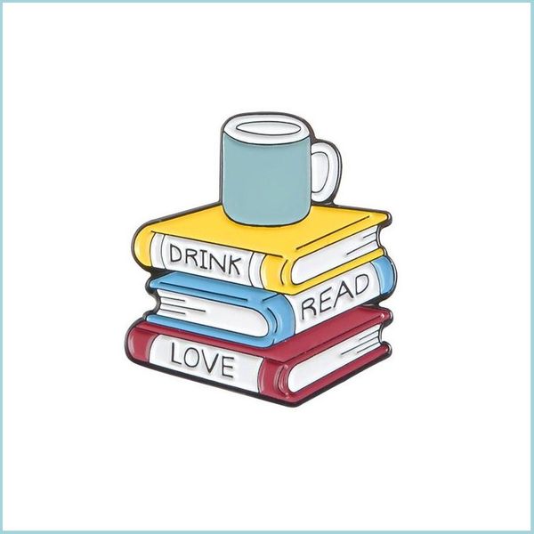 

pins brooches drink read love enamel pin books coffee brooch custom backpack clothes lapel pins cartoon badge reading jewel dhgarden dhyuw, Gray