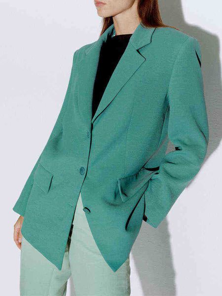 

za jacket 2021 fall new style women allmatch casual professional formal suit straight jacket j220813, White;black