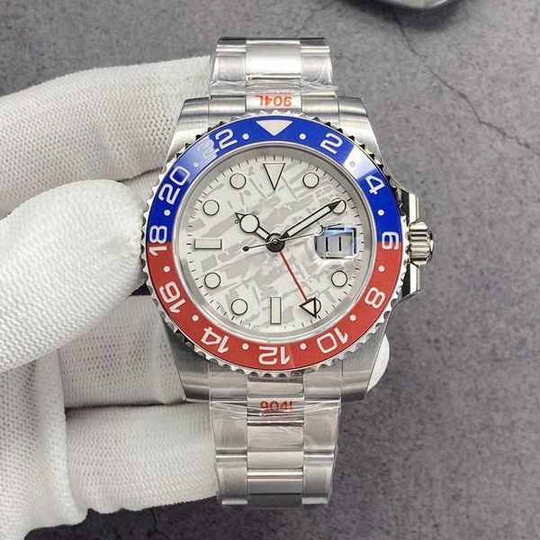 

watches watch 40mm automatic mechanical ring meteorite crater ceramic dial stainless steel strap folding buckle sapphire mirror, Silver