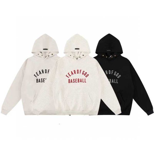 

hoodies hweatshirts fog essentials high street loose casual baseball flocking fleece hoodie for men and women, Black