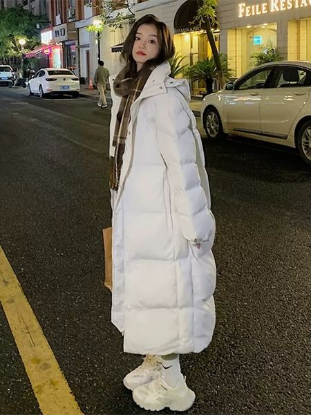 

women's down parkas solid color long straight winter coat casual women parkas clothes hooded stylish winter jacket female outerwear 221, Black