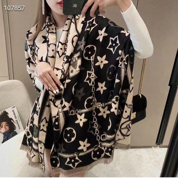 

luxury brand designer scarf knitted spring winter women scarf letter warm cashmere scarves shawls neck bandana pashmina lady wrap 622689, Blue;gray