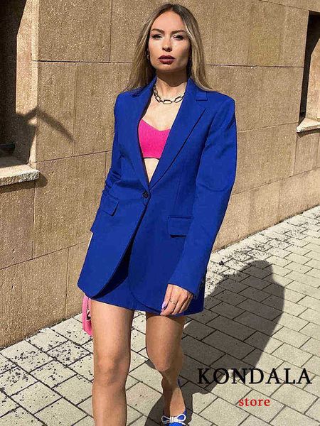 

kondala office lady solid blue oversized long blazers women v neck bags fashion 2022 women jackets vintage elegant outwears j220813, White;black