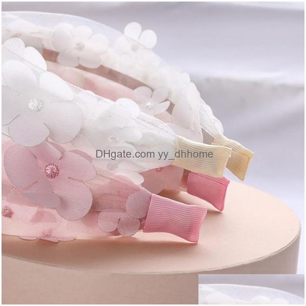 

headbands solid color flower hair band exaggerated fabric headdress fashion accessories drop delivery jewelry hairjewelry dh0ua, Silver