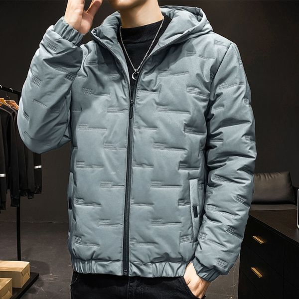 

Men's cotton padded clothes thickened cold proof hooded down warm coat new fashion, Black