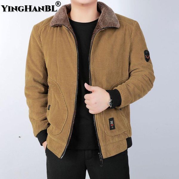 

men's down parkas winter men cotton padded warm loose parka coat casual jackets corduroy short male jacket man solid windbreaker zip cl, Black