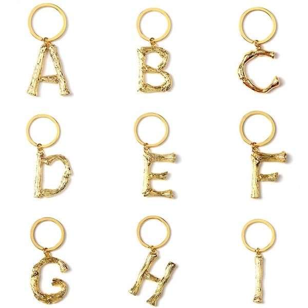 

women keychain alloy big a-z 26 letters key holder fashion bamboo initials charms bag pendant accessories jewelry gifts, Slivery;golden