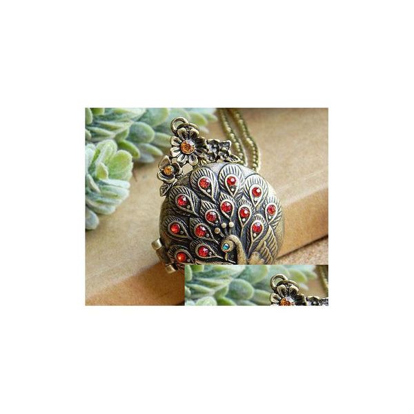 

lockets middle east style long pendant necklaces vintage peacock po box lockets women sweater chain openable float charm drop delive dhym4, Silver