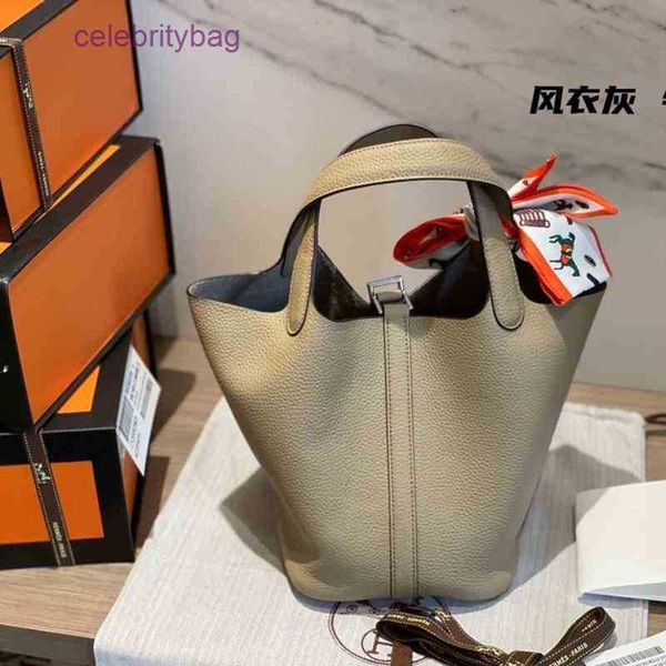 

hremm picotin locks bags 2023 designer bags adian layer tog grain leather elephant grey vegetable basket versatile casual one shoulder ha e3