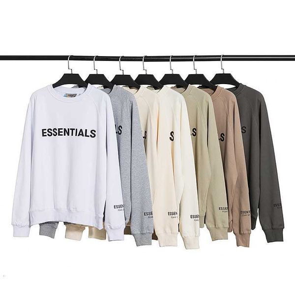 

hoodies hweatshirts fog chest essentials classic terry double thread round neck sweater autumn and winter trend, Black