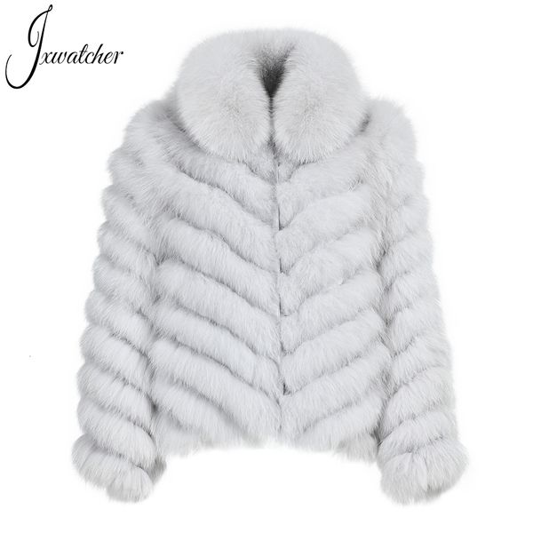 

women's fur faux jxwatcher real coat silk liner reversible wear jacket women winter warm custom luxury smooth high-grade lady 221125, Black